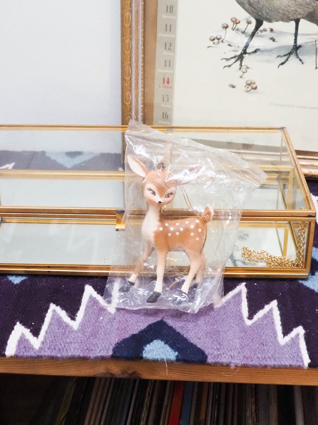 Plastic Baby Deer Figurine Vintage Cute Bambi Christmas Ornament