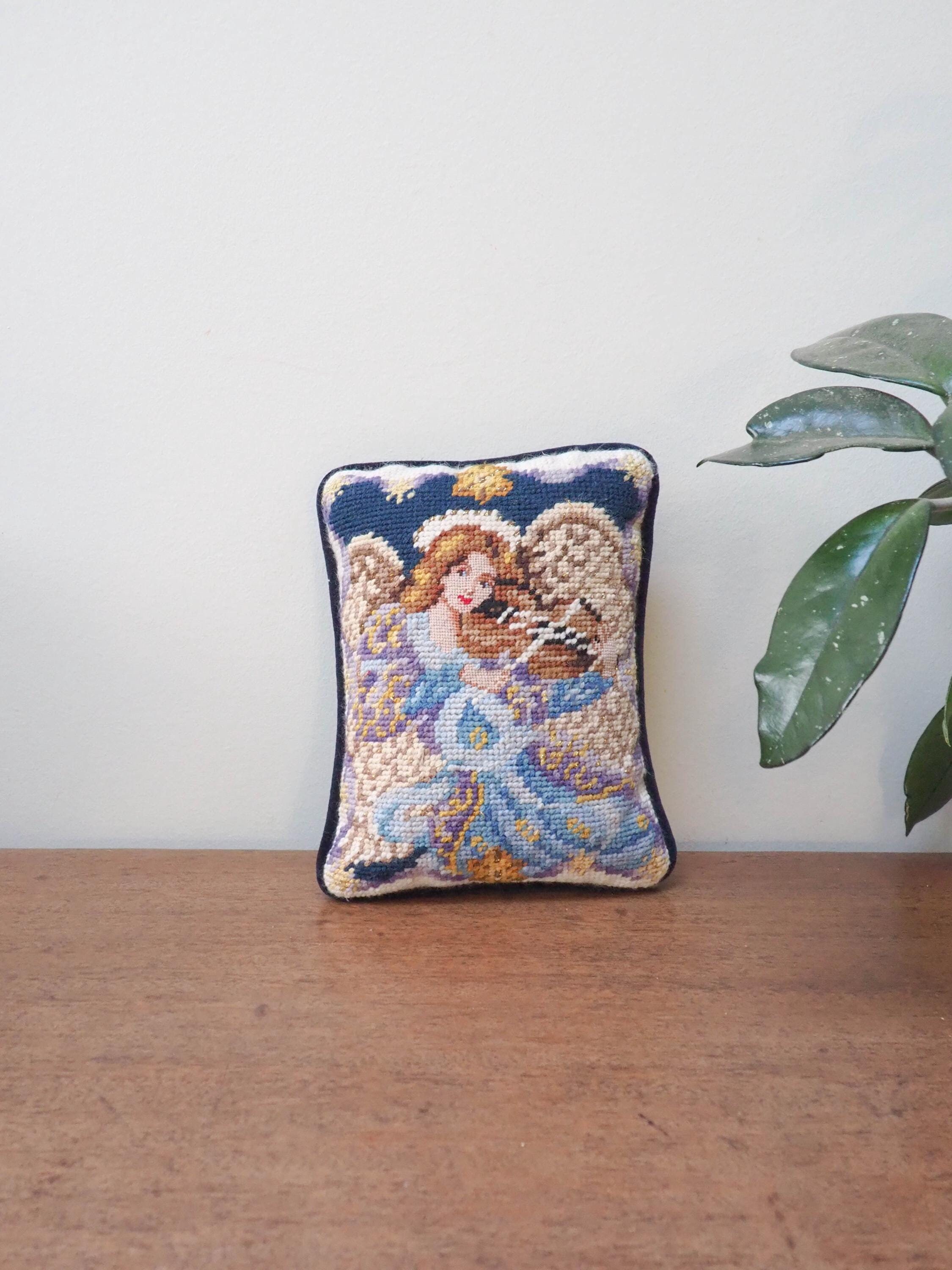 Coussin Décoratif Noël Fait Main Point De Croix Ange