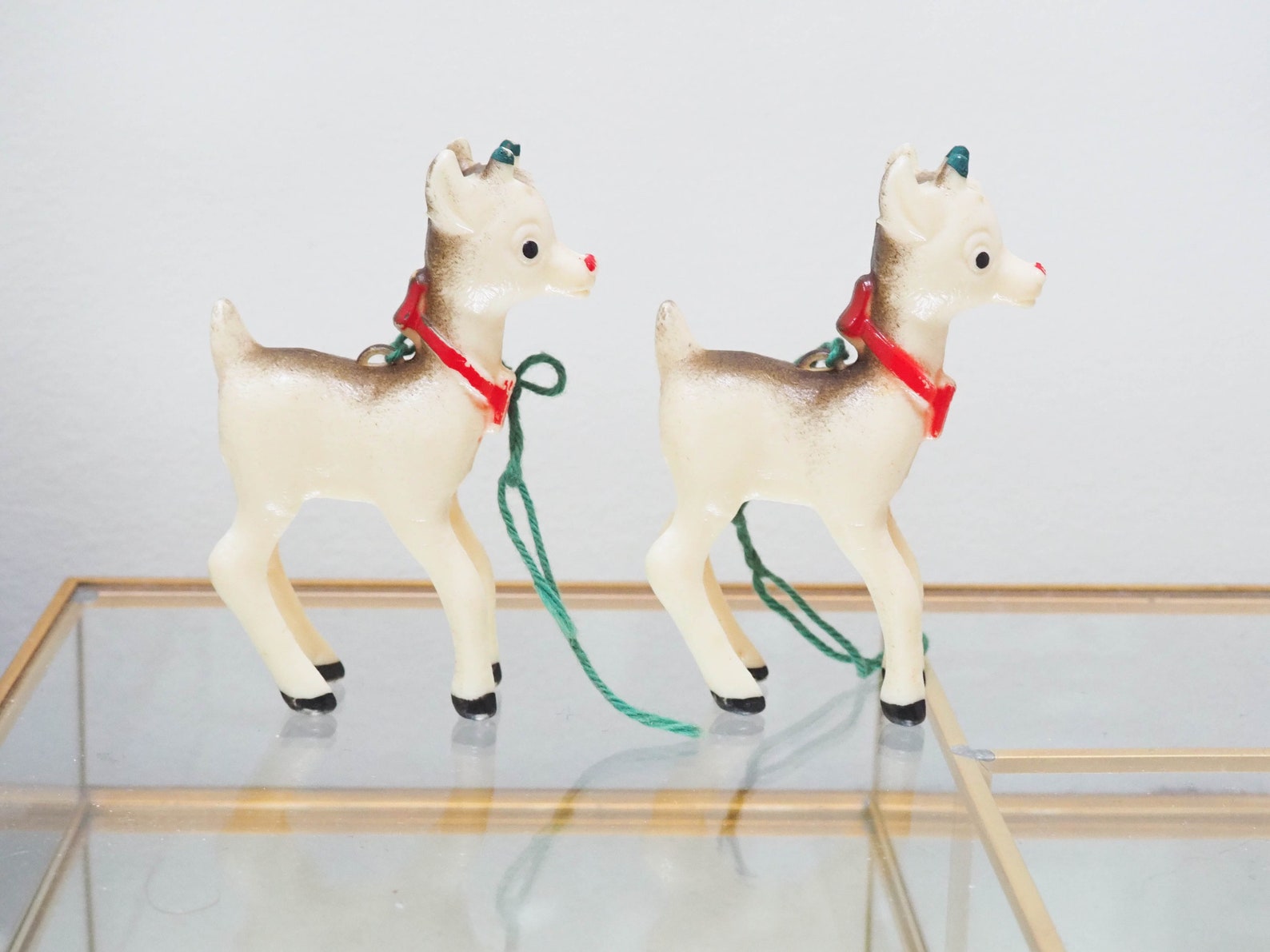 Plastic Reindeer Figurine Pair Vintage Christmas Reindeer Etsy