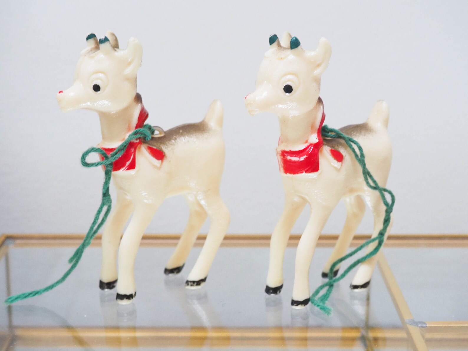 Plastic Reindeer Figurine Pair Vintage Christmas Reindeer Etsy