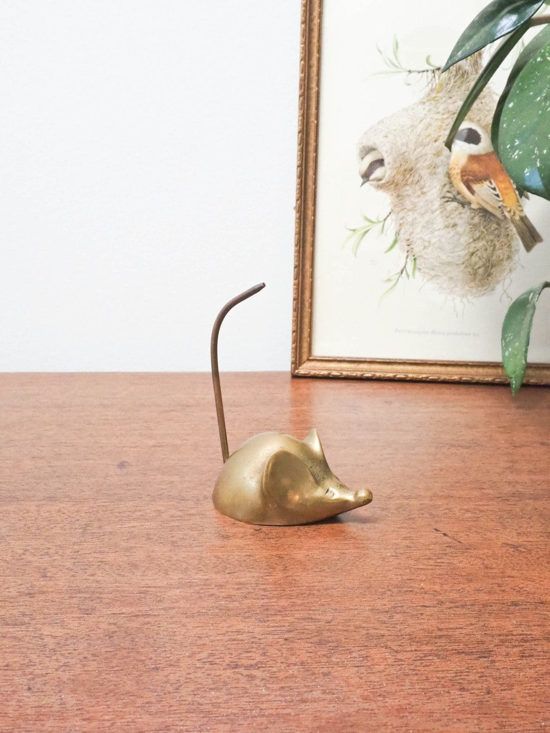 Brass Mouse Paperweight With Spikey Tail Small Brass Mouse Etsy
