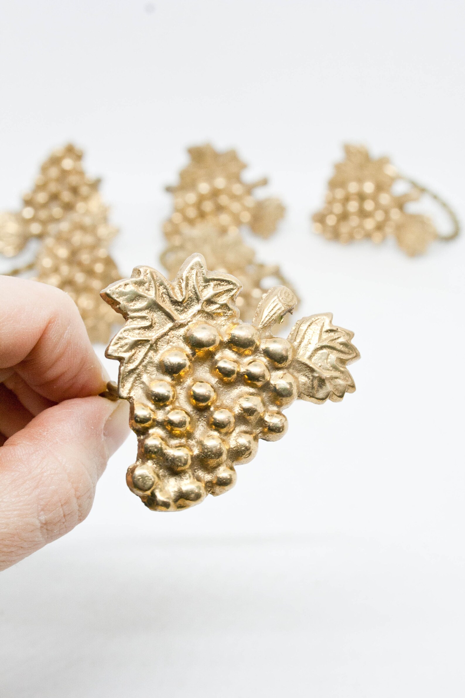 Grape Bunch Napkin Rings Vintage Set of 6 Brass Napkin Rings Etsy