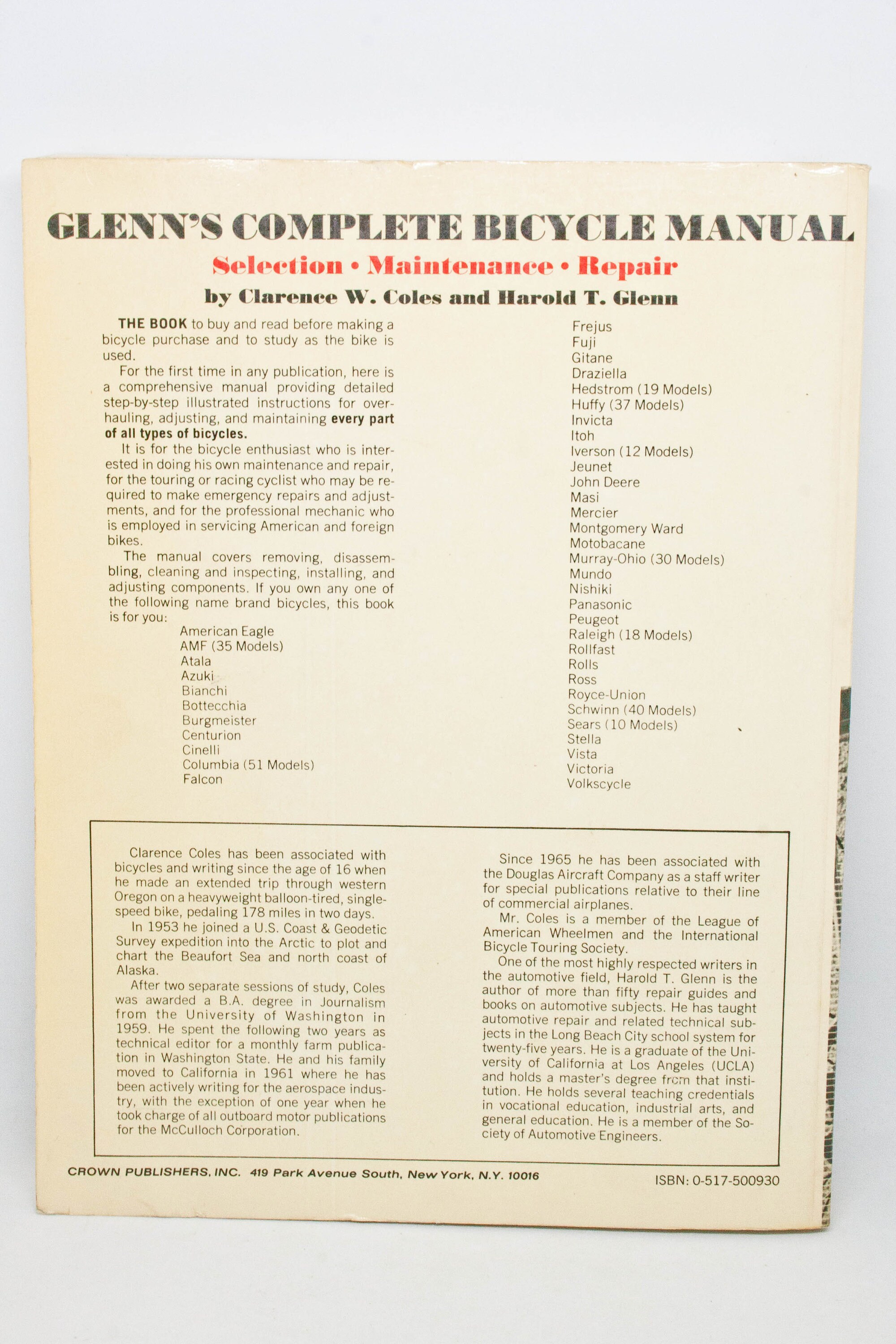Glenn S Complete Bicycle Manual Clarence Coles Harold Etsy Uk