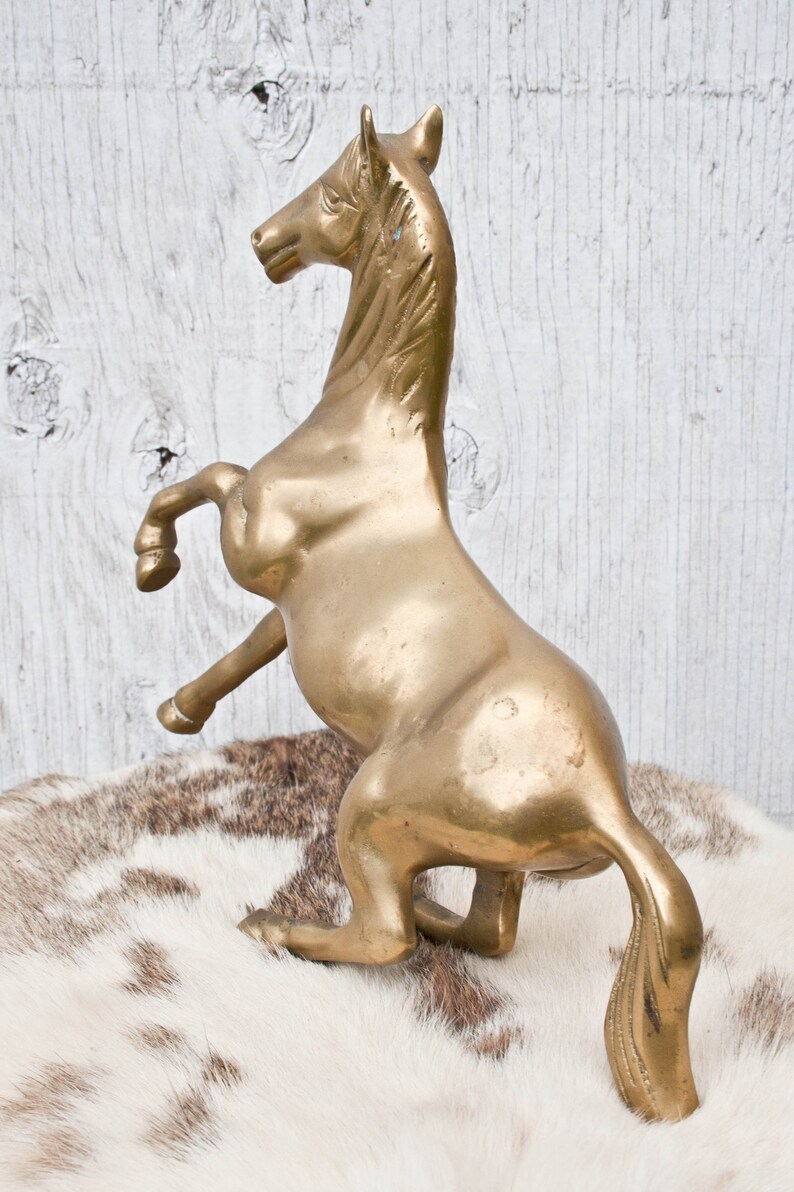 Brass Horse Vintage Brass Horse Statue 70s Horse Ranch Etsy
