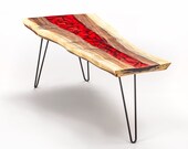 EXAMPLE - Live Edge Coffee Table - Red Resin - Table shown is sold