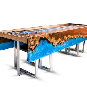 Shuffleboard River Table - Live Edge - LED Lit - Pictured Table Sold, Custom Orders Available