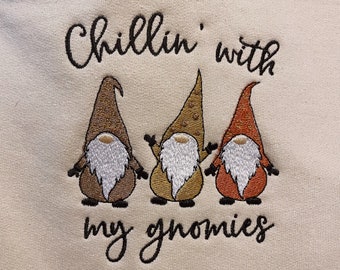 Chillin' With My Gnomies Fall Embroidered Hoodie