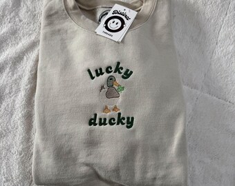 Lucky Ducky Embroidered Crewneck Sweatshirt