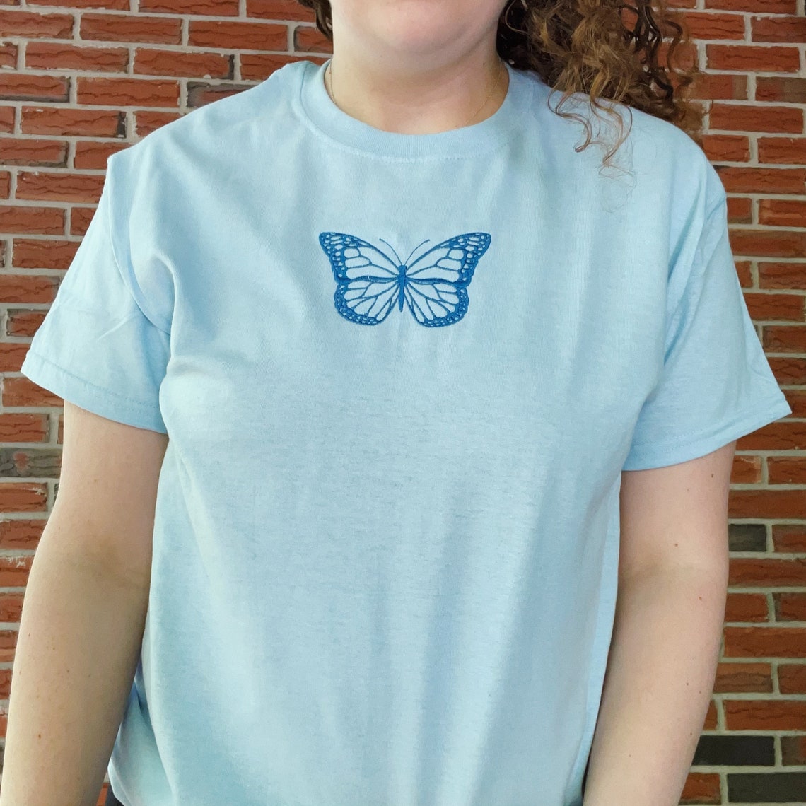 Butterfly Embroidered Tshirt Etsy