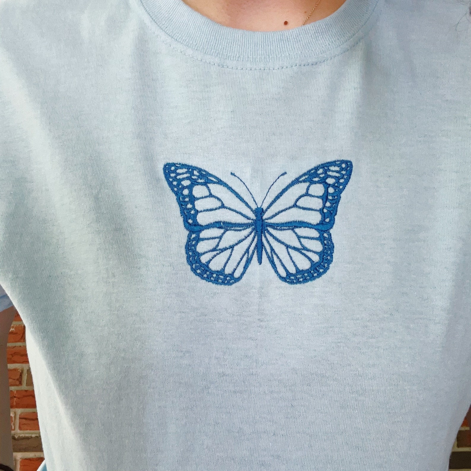 Butterfly Embroidered Tshirt Etsy UK