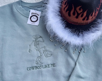 Cowboy Like Me Embroidered Crewneck Sweatshirt