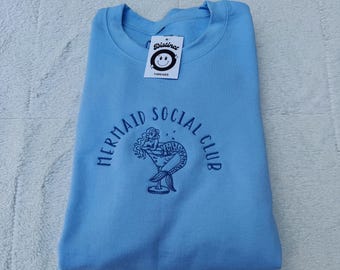 Mermaid Social Club Embroidered Crewneck Sweatshirt