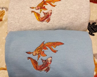 Koi Fish Embroidered Crewneck Sweatshirt