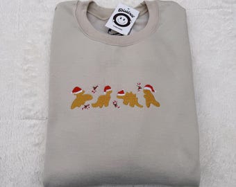 Christmas Dino Nuggets Embroidered Crewneck Sweatshirt