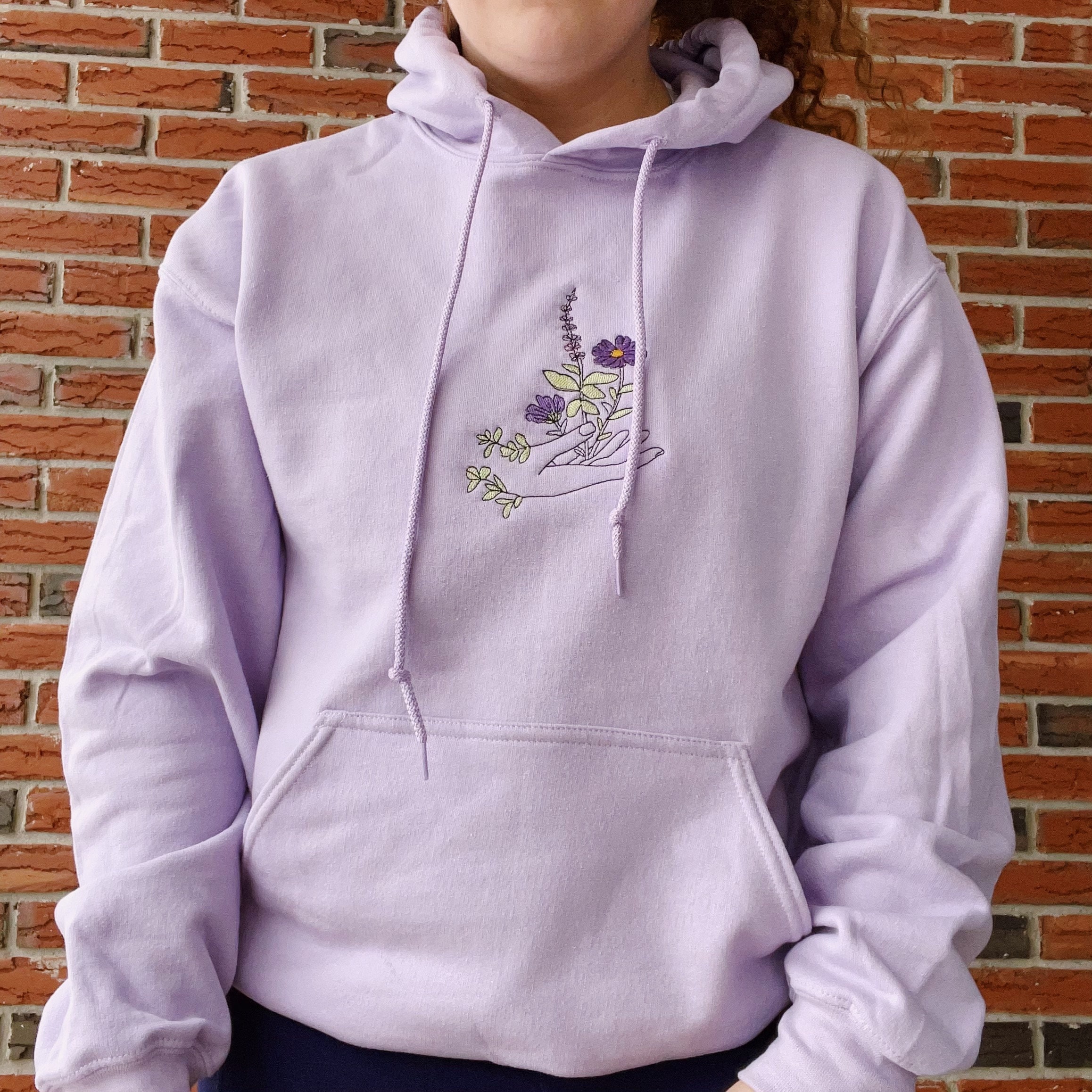 Minimalist Flowers Embroidered Hoodie - Etsy