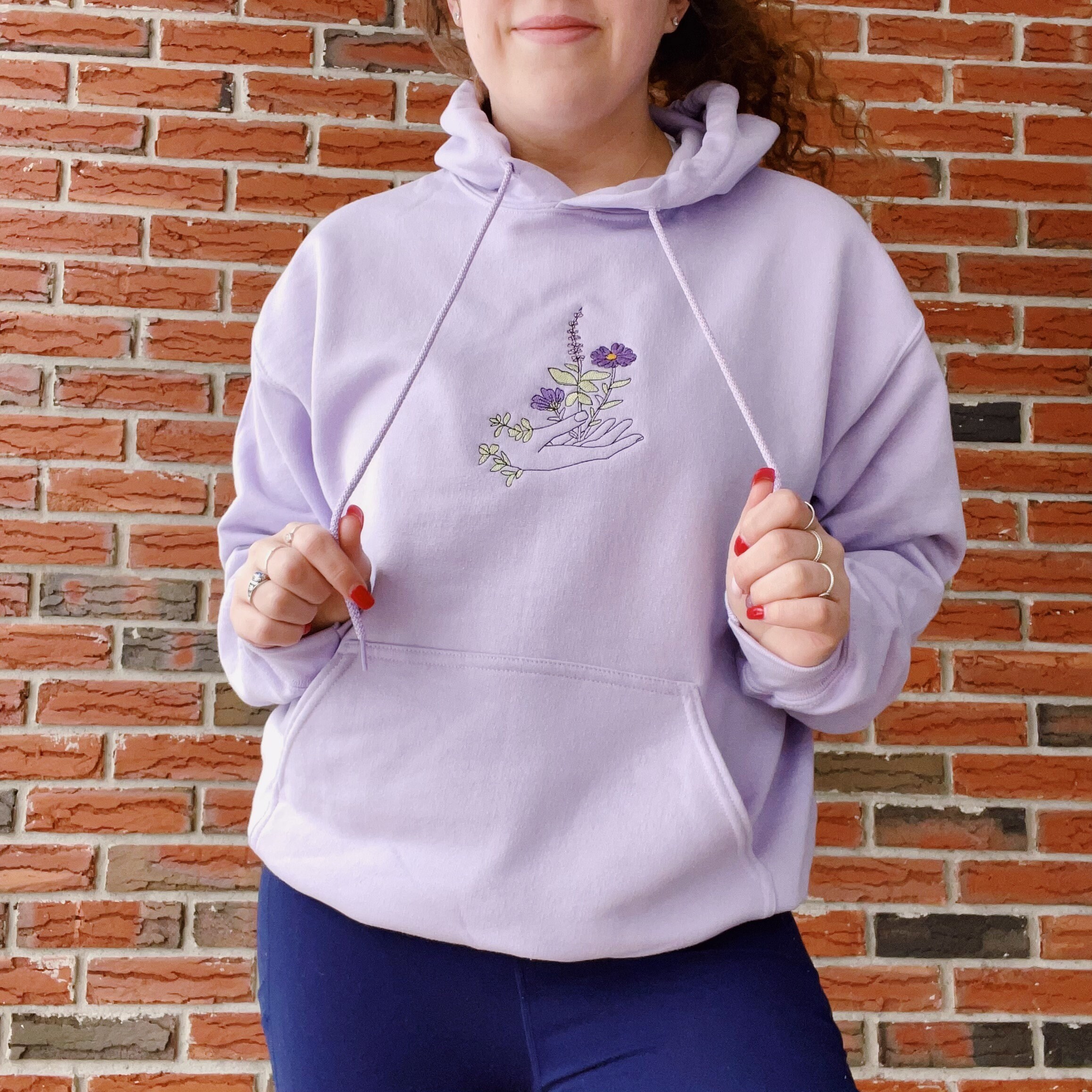 Minimalist Flowers Embroidered Hoodie - Etsy