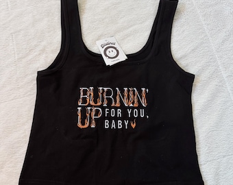 Burnin Up Embroidered Tank Top
