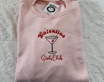 Galentine Girls Club Embroidered Crewneck Sweatshirt