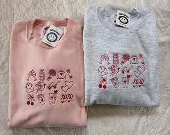 Love Collage Embroidered Crewneck Sweatshirt