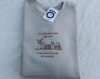 Bookish / Reading Lover Embroidered Crewneck Sweatshirt
