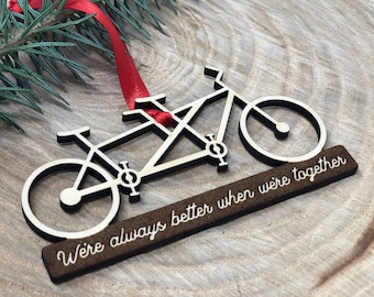 Tandem Bicycle Ornament | Custom Bike Gift for Couples & Bike Enthusiasts | Cycling Laser Engraved Ornament