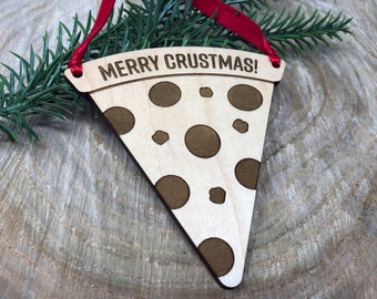 Ornement de Noël pizza / Ornement pizza / Ornements d’arbre de Noël / Ornements en bois / Ornements gravés / Pizza / Merry Crustmas