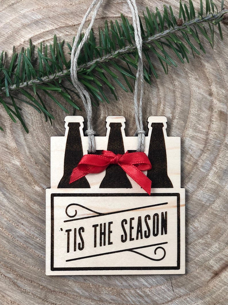 Beer Christmas Ornament // Beer Ornament // Christmas Tree Ornaments // Wood Ornaments // Engraved Christmas Ornaments // Funny Ornament image 2