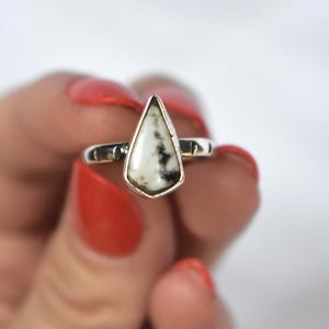 Hand Crafted Size 7 Genuine White Buffalo Sterling Silver Ring
