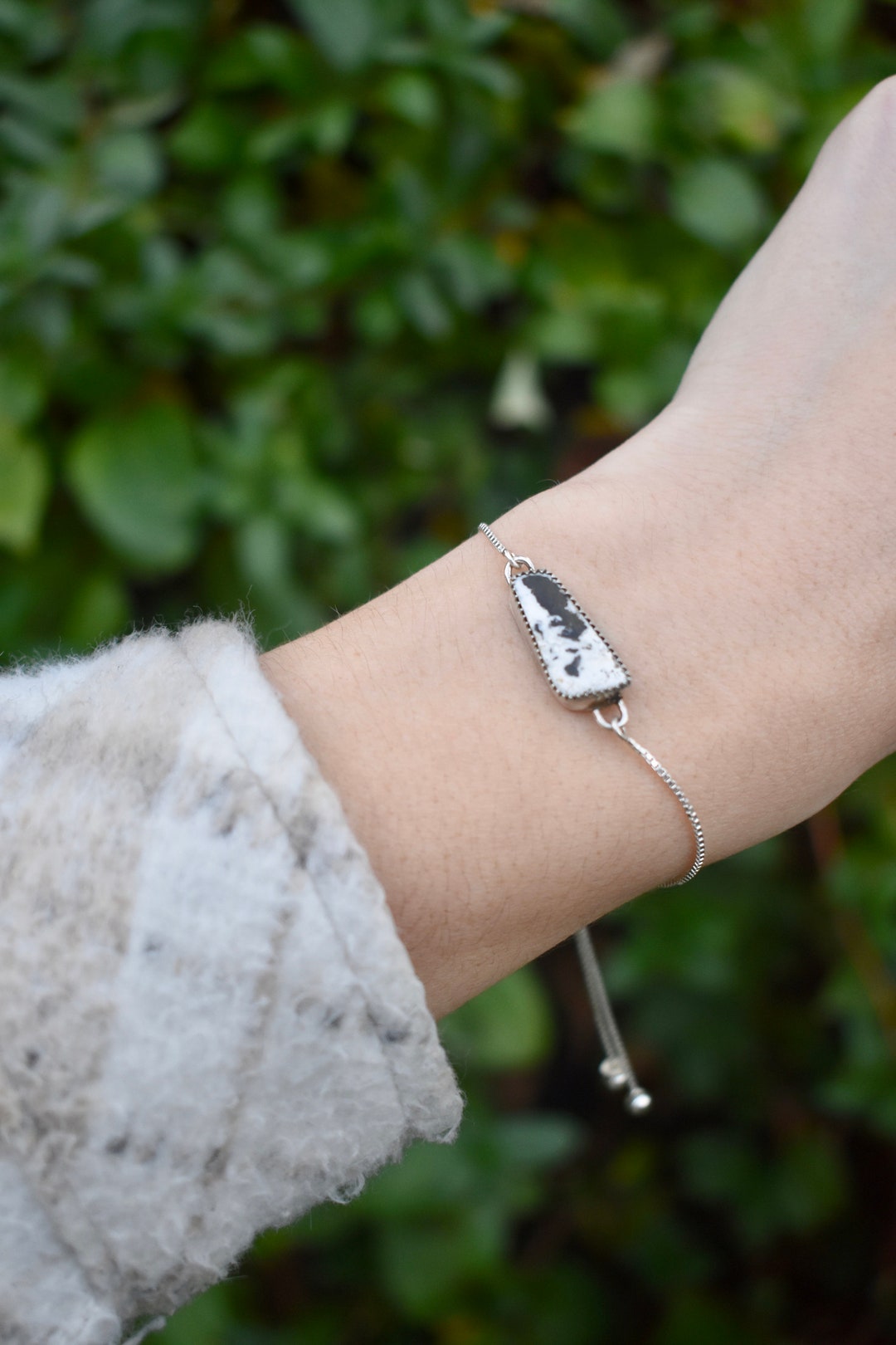 Hand Crafted White Buffalo Sterling Silver Box Pull Chain Bracelet Etsy