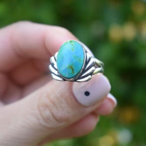 Size 8 Genuine Sonoran Gold Turquoise Sterling Silver Scalloped Ring