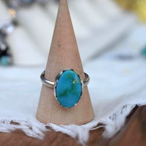 Sonoran Turquoise Ring – Sterling Silver Hand Crafted Ring – Size 7.5 Southwestern Boho Jewelry