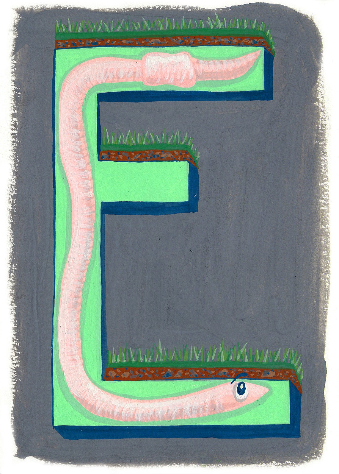 Alphabet Letter E Earthworm Digital Printable Download Wall - Etsy