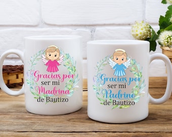 Set of 2 Ceramic mug  / Gracias por estar a mi lado Padrino / Madrina / Bautizo / Spanish /  custom coffee mug / gift / godparents