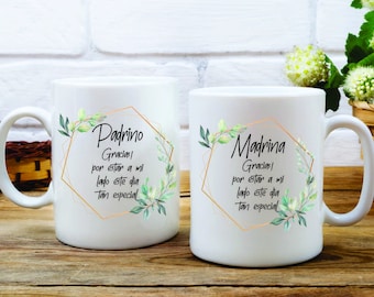 Set of 2 Ceramic mug  / Gracias por estar a mi lado Padrino / Madrina / Bautizo / Spanish /  custom coffee mug / gift / godparents