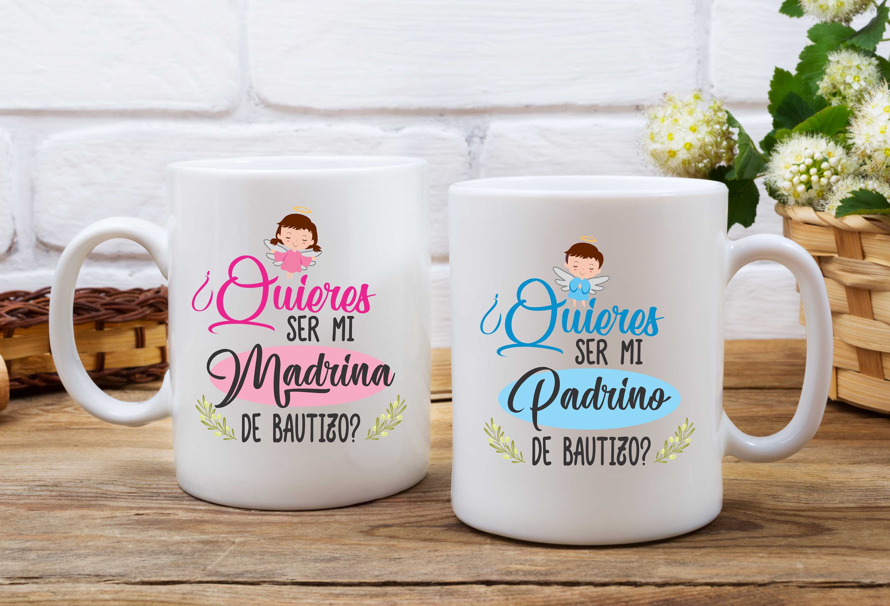 Set of 2 Ceramic Mug / Quieres Ser Mi Madrina / Quieres Ser Mi Padrino /  Custom Coffee Mug / Gift / Godparents 