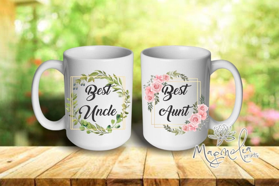 Set of 2 Ceramic Mug / Best Uncle Best Aunt / / Custom Coffee Mug ...
