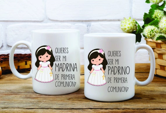 Set of 2 Ceramic Mug / Quieres Ser Mi Madrina / Quieres Ser Mi Padrino /  Custom Coffee Mug / Gift / Godparents -  Israel