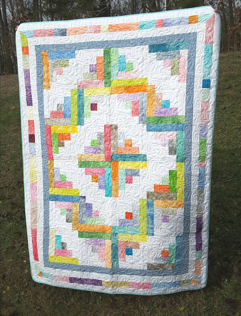 Watercolor Log Cabin Lg Adult Snuggle Throw Quilt Etsy