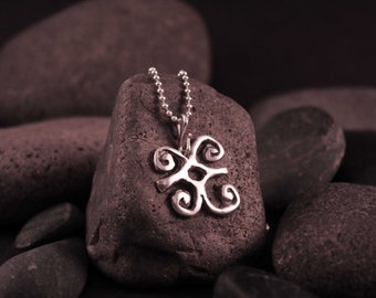 Silver Dwennimmen Necklace - Sterling Pendant - Symbolic Jewelry - Adinkra - Strength - Humility -  Unique Jewelry - Unisex Jewelry - Gift