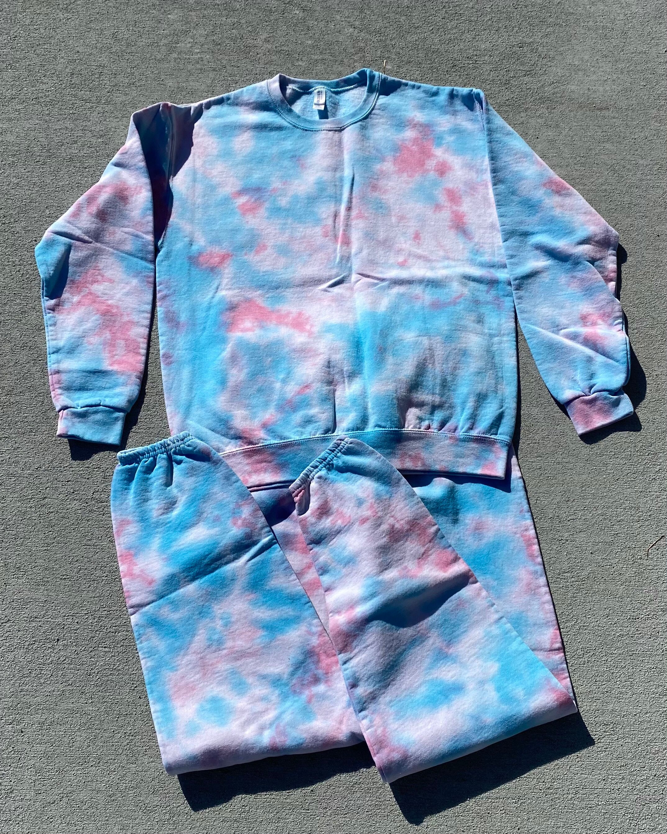 Cotton Candy Pink y Blue Tie Dye Sweat Set Etsy
