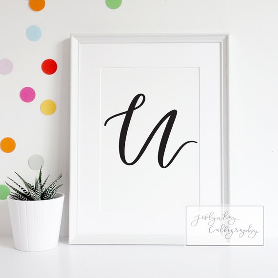 Monogram U Printable Calligraphy Letter Print Diy Home Etsy