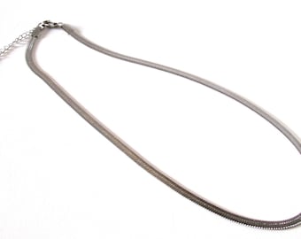 Stainless Steel Herringbone Chain Choker Necklace Silver