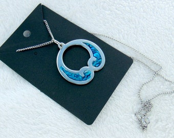 Enameled Swirl Silver-Toned pendant on a chain