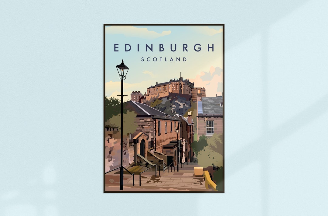 Edinburgh Castle Vintage Travel Poster: Scotland Art Print, Scottish ...