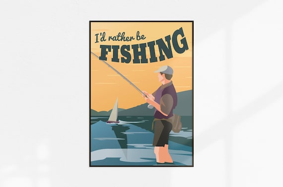 Vintage Fishing Postcard. Retro Style Fisherman Gift, A6 Travel Print, Retro  Angling Poster, Gift for Him, Dad Gift, Fathers Day Present 