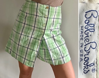 Vintage jaren '70 geruite shorts met hoge taille | Bobbie Brooks wollen broek met uitlopende pijpen met hoge taille