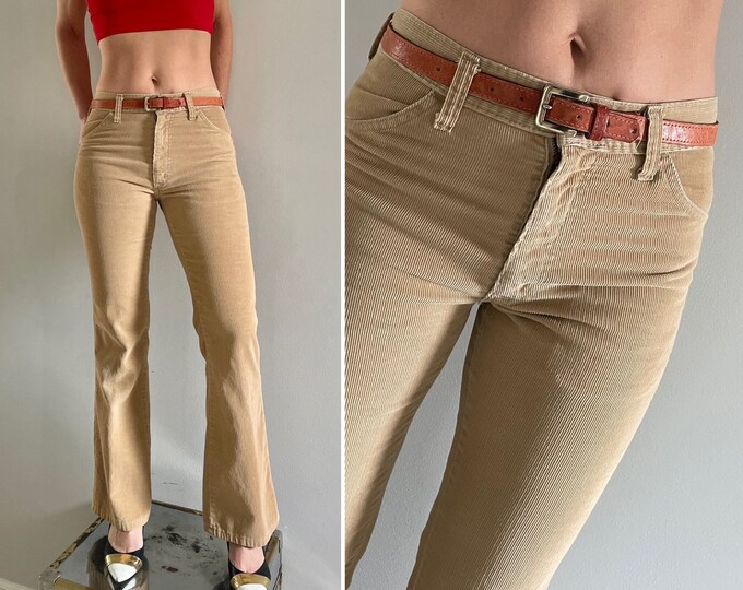 Vintage 70s Sedgefield Corduroy Flare Jeans Hip Hugger Mid Rise 79s