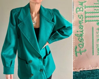 Vintage Teal Green Pea Coat | Wool 80s PEA COAT