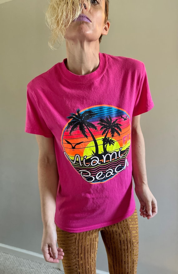 Vintage Miami Beach T Shirt| Vintage 90s Gildan co