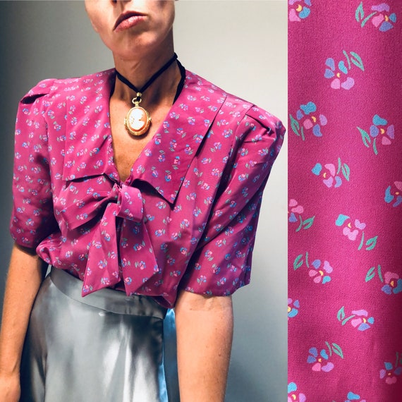 Vintage Secretary Blouse with Pussy Bow| Vintage B